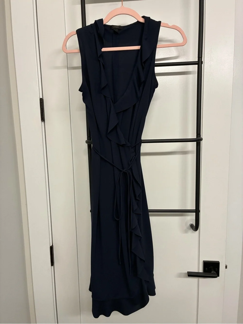 Navy Tie-Waist Wrap Dress